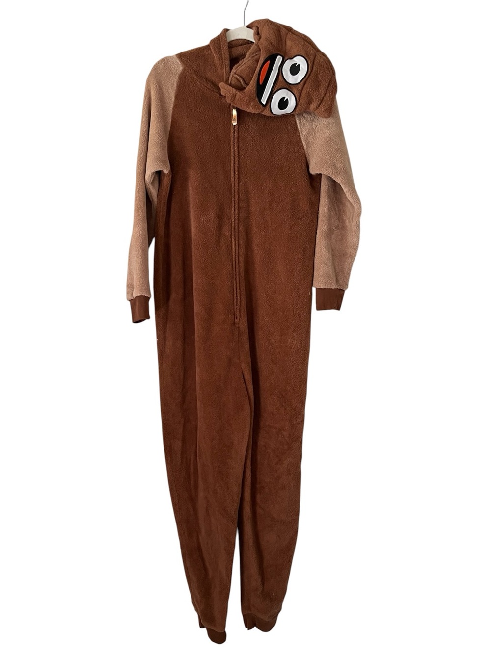 Emoji SzL Brown Plush Poop Character Hooded Onesie Jumpsuit, Costume